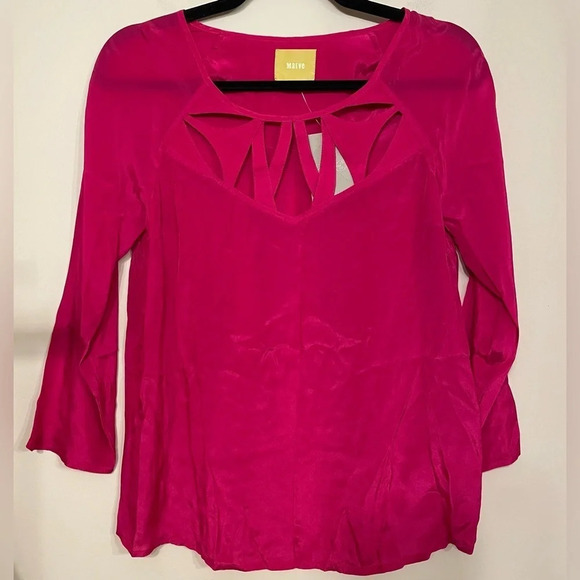 Maeve Tops - Maeve - Anthropologie | Women's Magenta Pink Lightweight Cutout Blouse Size 4